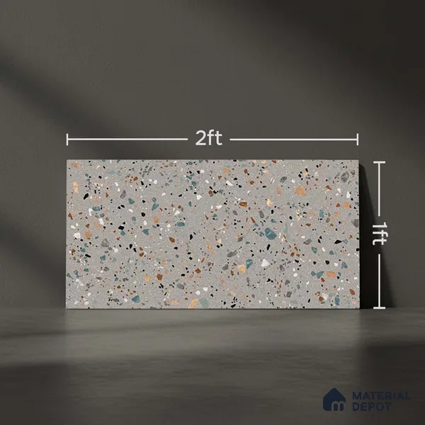 Terrazzo Wall Tile TL 06527 F G Gobi Gris 2 ft x 1 ft Ceramic Matte Finish - 8 mm | Suitable for Living Room, Kitchen & Bathroom