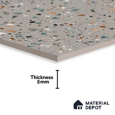 Terrazzo Wall Tile TL 06527 F G Gobi Gris 2 ft x 1 ft Ceramic Matte Finish - 8 mm | Suitable for Living Room, Kitchen & Bathroom