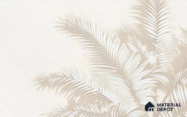 Light Beige Minimal Palm Leaf Texture Tropical Mist Nature Art | WP 03927 Non Woven Matte Finish Tropical Style Premium Customized size Wallpaper | 150 GSM WP01MTF Paper | (MOQ = 30 Sq. Ft.) | Design change not possible
