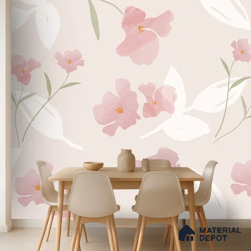 Petal Mist Vibrant Dahlia Rainbow Glow | WP 04129 Canvas Texture Finish Florals Style luxurious Customized size Wallpaper | 250 GSM WP01CNF Paper | (MOQ = 30 Sq. Ft.)
