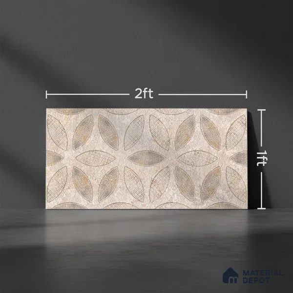 Highlighter Wall Tile TL 06548 Dixon Crema HL 02 - A / B 2 ft x 1 ft Ceramic Glossy Finish - 8 mm | Suitable for Living Room, Kitchen & Bathroom (Sample)