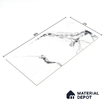 Budget Friendly Marble Floor & Wall Tile Value For Money TL 05595 Grey Belleza 4 ft x 2 ft - Vitrified Glossy Finish -9 mm | 4 Random Design | Suitable for Living Room, Bedroom & Bathroom