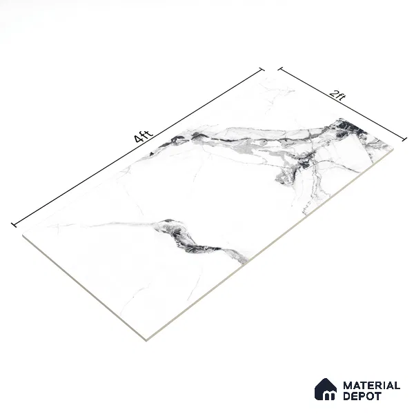 Budget Friendly Marble Floor & Wall Tile Value For Money TL 05595 Grey Belleza 4 ft x 2 ft - Vitrified Glossy Finish -9 mm | 4 Random Design | Suitable for Living Room, Bedroom & Bathroom
