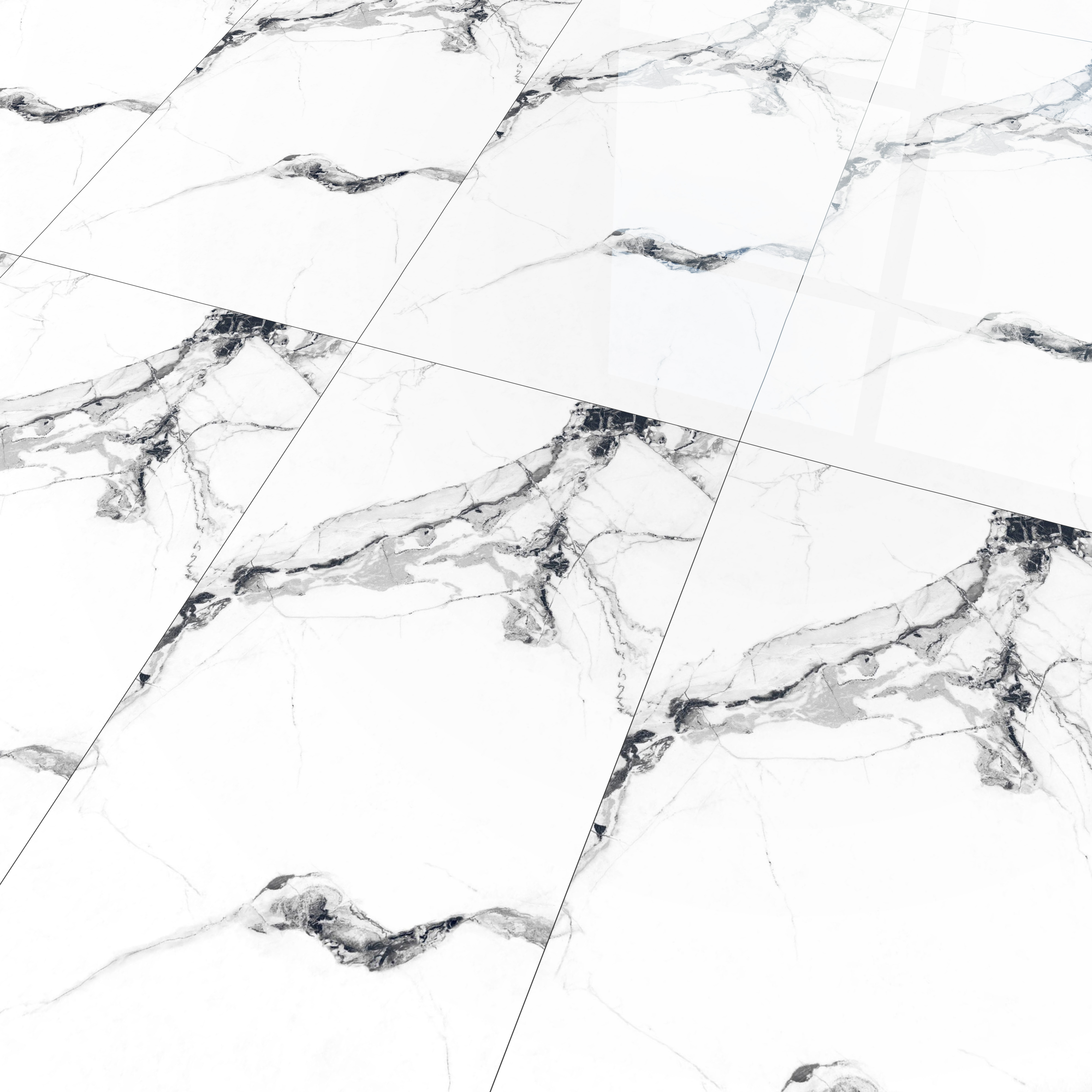 Budget Friendly Marble Floor & Wall Tile Value For Money TL 05595 Grey Belleza 4 ft x 2 ft - Vitrified Glossy Finish -9 mm | 4 Random Design | Suitable for Living Room, Bedroom & Bathroom