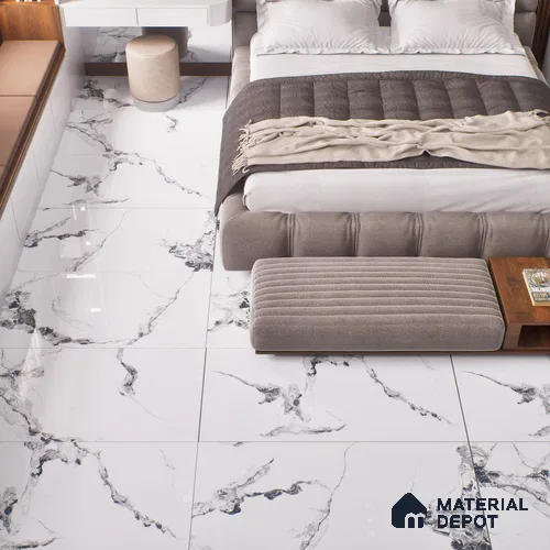 Budget Friendly Marble Floor & Wall Tile Value For Money TL 05595 Grey Belleza 4 ft x 2 ft - Vitrified Glossy Finish -9 mm | 4 Random Design | Suitable for Living Room, Bedroom & Bathroom
