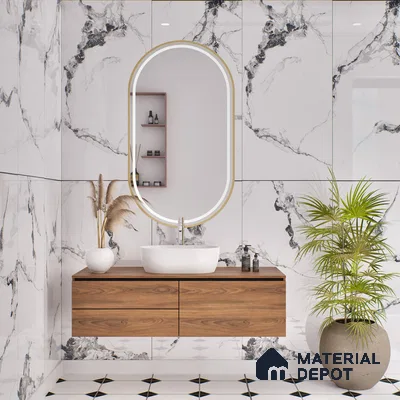 Budget Friendly Marble Floor & Wall Tile Value For Money TL 05595 Grey Belleza 4 ft x 2 ft - Vitrified Glossy Finish -9 mm | 4 Random Design | Suitable for Living Room, Bedroom & Bathroom