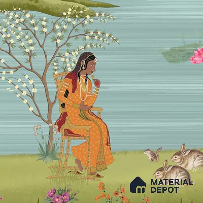 Bharat, Rich Indian Scenic Wallpaper, Customised Sukoon Series Handmade Patterned Design (Customised Size Wallpaper)