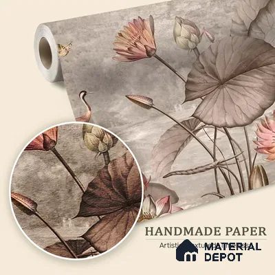 Big Lotus Leaves, Premium Indian Wallpaper Design, Customised Indrani Series Handmade Florals Design (Customised Size Wallpaper )