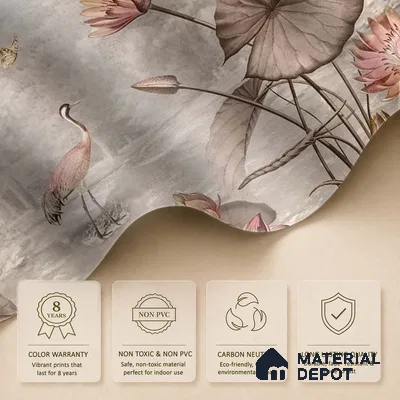 Big Lotus Leaves, Premium Indian Wallpaper Design, Customised Indrani Series Handmade Florals Design (Customised Size Wallpaper )