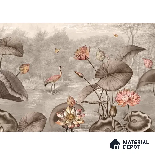 Big Lotus Leaves, Premium Indian Wallpaper Design, Customised Indrani Series Handmade Florals Design (Customised Size Wallpaper )
