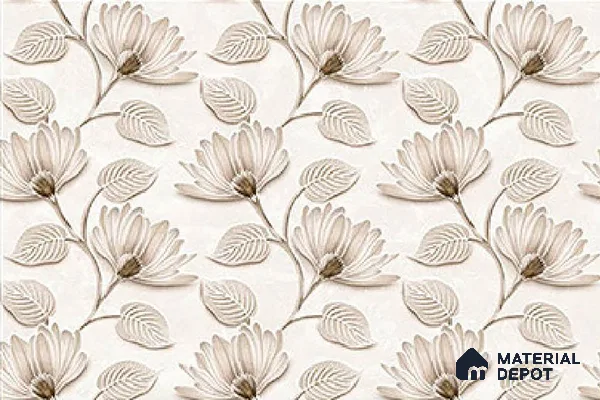 TL 01910 B Flowery Cream Highlighter 18 x 12 inch Glossy Finish Ceramic Wall Tile - 6 mm