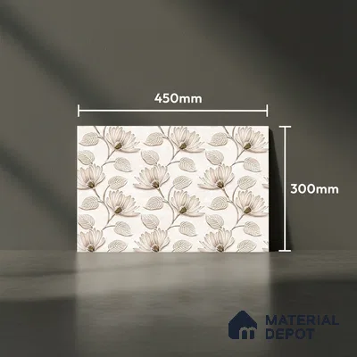 TL 01910 B Flowery Cream Highlighter 18 x 12 inch Glossy Finish Ceramic Wall Tile - 6 mm