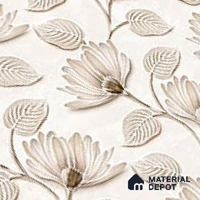 TL 01910 B Flowery Cream Highlighter 18 x 12 inch Glossy Finish Ceramic Wall Tile - 6 mm