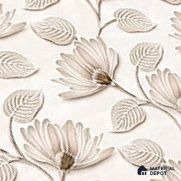 TL 01910 B Flowery Cream Highlighter 18 x 12 inch Glossy Finish Ceramic Wall Tile - 6 mm