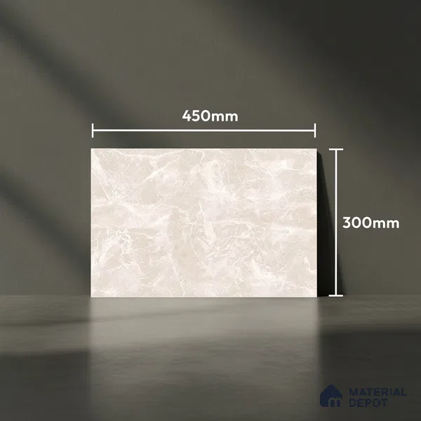 TL 01910 C Marble White Dark 18 x 12 inch Glossy Finish Ceramic Wall Tile - 6 mm