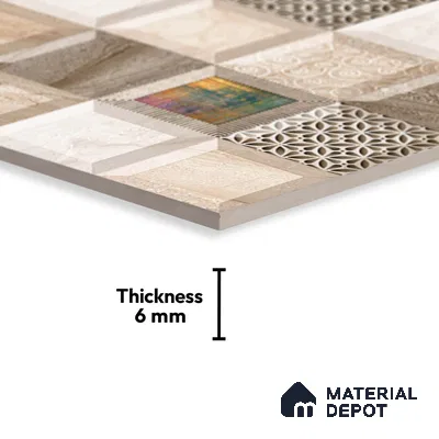 TL 01897 B White & Beige Highlighter 18 x 12 inch Glossy Finish Ceramic Wall Tile - 6 mm