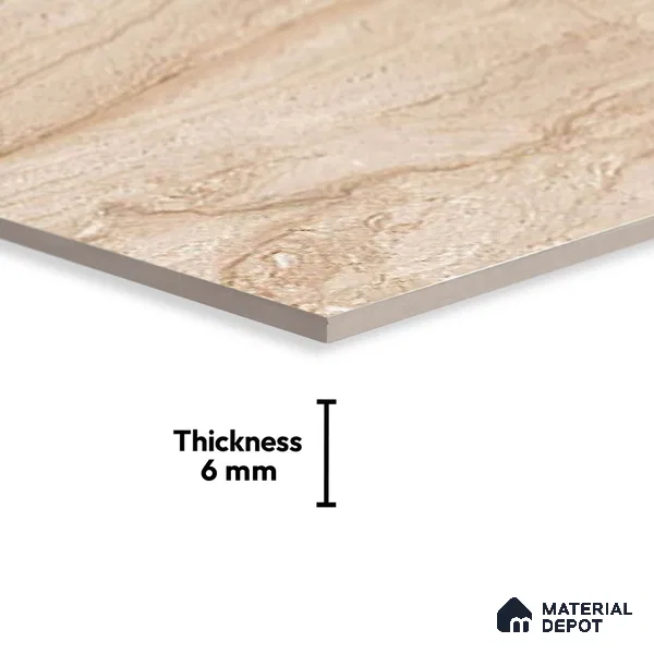 TL 01897 C Brownish Cream Dark 18 x 12 inch Glossy Finish Ceramic Wall Tile - 6 mm