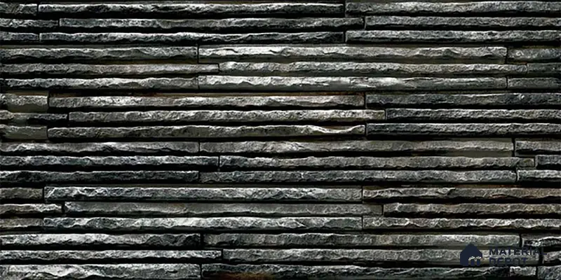 TL 00087 Black 2 ft x 1 ft Stacked Stone Punch Finish Vitrified Wall Cladding Elevation Tile - 9 mm