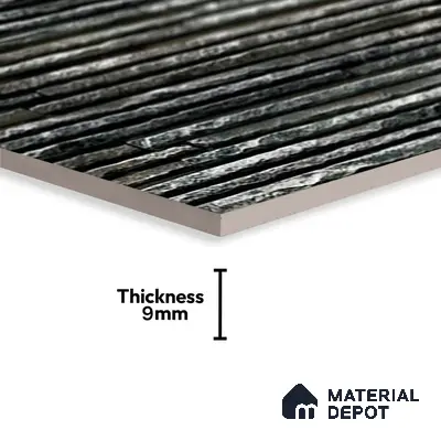 TL 00087 Black 2 ft x 1 ft Stacked Stone Punch Finish Vitrified Wall Cladding Elevation Tile - 9 mm