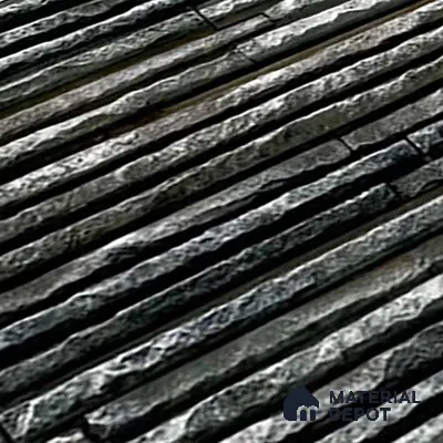 TL 00087 Black 2 ft x 1 ft Stacked Stone Punch Finish Vitrified Wall Cladding Elevation Tile - 9 mm