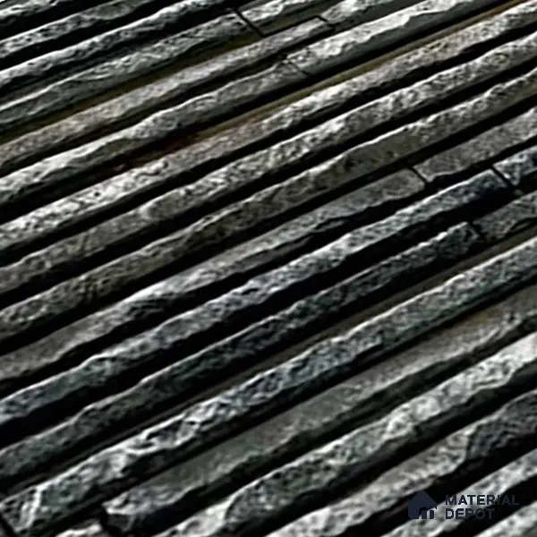 TL 00087 Black 2 ft x 1 ft Stacked Stone Punch Finish Vitrified Wall Cladding Elevation Tile - 9 mm