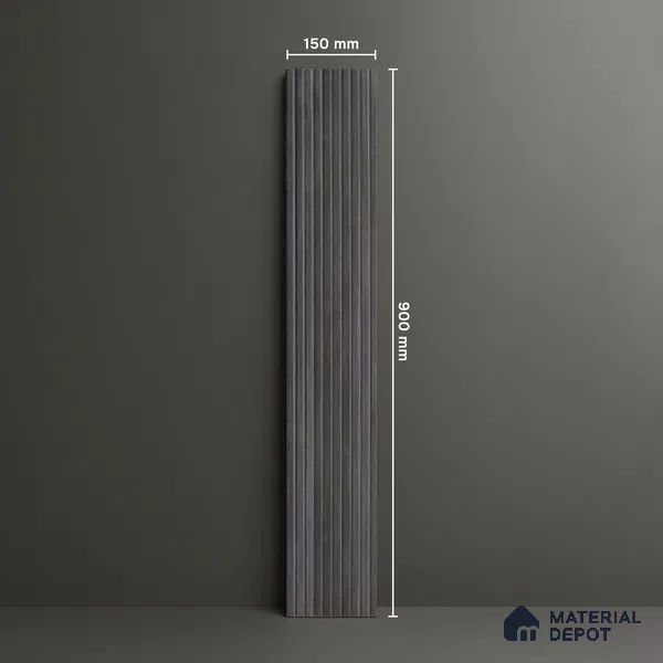 Cement Look Floor Tile TL 06578 Ipe Out Black 35 Inch x 6 Inch Vitrified Matte Finish - 9 mm (Sample)