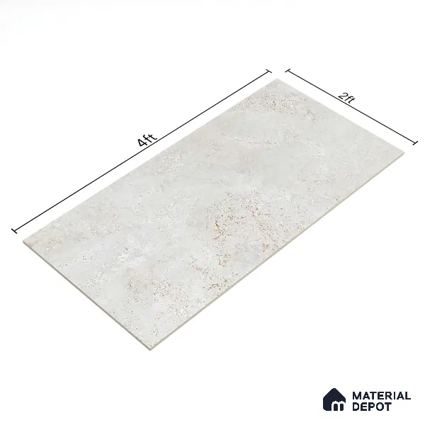 Stone Look Floor Tile TL 06647 B Briona White 4 ft x 2 ft Vitrified Matte Finish - 9 mm | (Random 4) | Suitable for Living Room, Bedroom, Bathroom, Kitchen, Office, Elevation & Dining