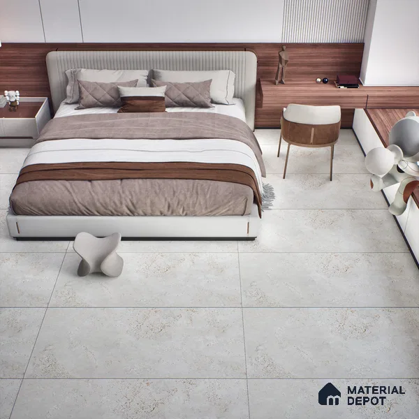 Stone Look Floor Tile TL 06647 B Briona White 4 ft x 2 ft Vitrified Matte Finish - 9 mm | (Random 4) | Suitable for Living Room, Bedroom, Bathroom, Kitchen, Office, Elevation & Dining
