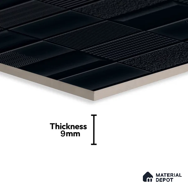 TL 00703 Black Charcoal Matte Finish 4 ft x 2 ft Full Body Vitrified Tile - 9 mm (Sample)