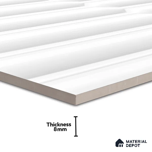 Faux Subway Wall Tile TL 06508 B White 1808 24 inch x 12 inch Ceramic Glossy Finish - 8 mm | Suitable for Accent / Feature Walls, Bathroom, Kitchen Wall & Backsplashes | Please Expect a Slight Variation of Pattern