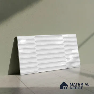 Faux Subway Wall Tile TL 06508 B  White 1808 24 inch x 12 inch Ceramic Glossy Finish - 8 mm | Suitable for Accent / Feature Walls, Bathroom, Kitchen Wall & Backsplashes | Please Expect a Slight Variation of Pattern