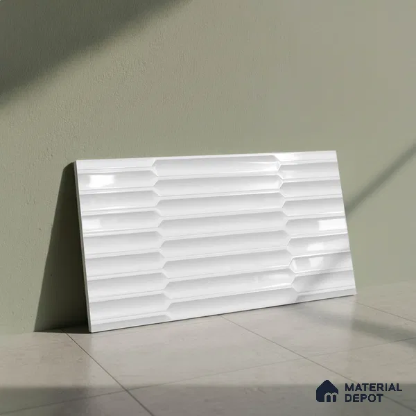 Faux Subway Wall Tile TL 06508 B White 1808 24 inch x 12 inch Ceramic Glossy Finish - 8 mm | Suitable for Accent / Feature Walls, Bathroom, Kitchen Wall & Backsplashes | Please Expect a Slight Variation of Pattern
