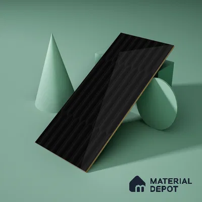 Faux Subway Wall Tile TL 06508  Black 1808 24 inch x 12 inch Ceramic Glossy Finish - 8 mm | Suitable for Accent / Feature Walls, Bathroom, Kitchen Wall & Backsplashes | Please Expect a Slight Variation of Pattern (Sample)