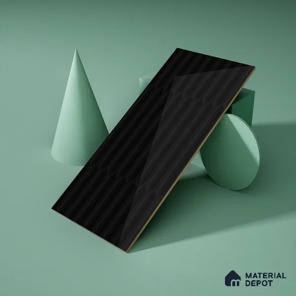 Faux Subway Wall Tile TL 06508  Black 1808 24 inch x 12 inch Ceramic Glossy Finish - 8 mm | Suitable for Accent / Feature Walls, Bathroom, Kitchen Wall & Backsplashes | Please Expect a Slight Variation of Pattern (Sample)