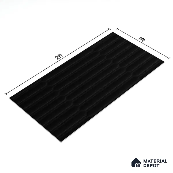 Faux Subway Wall Tile TL 06508  Black 1808 24 inch x 12 inch Ceramic Glossy Finish - 8 mm | Suitable for Accent / Feature Walls, Bathroom, Kitchen Wall & Backsplashes | Please Expect a Slight Variation of Pattern (Sample)