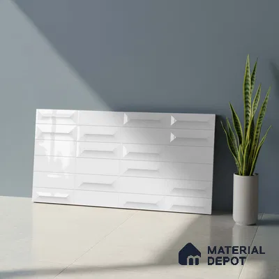 Faux Subway Wall Tile TL 06507 B  White 1599 24 inch x 12 inch Ceramic Glossy Finish - 8 mm | Suitable for Accent / Feature Walls, Bathroom, Kitchen Wall & Backsplashes | Please Expect a Slight Variation of Pattern