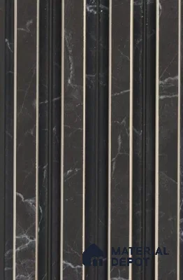 Obsidian Marble Marble Louver PN 02716 E 8 ft x 4.6 inch Charcoal Panel - 10 mm | Suitable for Feature Wall, TV Unit & Living Room | Width is Subjected to 5% Variation