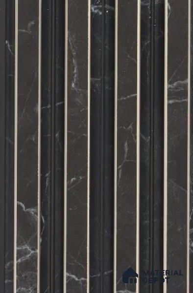 Obsidian Marble Marble Louver PN 02716 E 8 ft x 4.6 inch Charcoal Panel - 10 mm | Suitable for Feature Wall, TV Unit & Living Room | Width is Subjected to 5% Variation