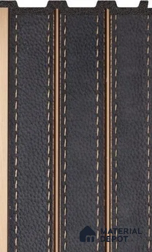 Charcoal Brown Leather Louver PN 02712 J 9.5 ft x 4.7 inch Charcoal Panel - 12 mm | Suitable for Feature Wall, TV Unit & Living Room | Width is Subjected to 5% Variation