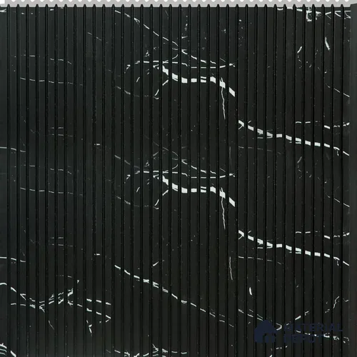 Black Marble Marble Louver PN 02734 8 ft x 12 inch Charcoal Panel - 6 mm | Suitable for Feature Wall, TV Unit & Living Room | Width is Subjected to 5% Variation