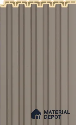 Stone Taupe Plain Colour Louver PN 02572 H 9.5 ft x 4.8 inch WPC Panel - 11 mm | Suitable for Feature Wall, TV Unit & Living Room | Width is Subjected to 5% Variation