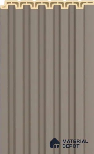 Stone Taupe Plain Colour Louver PN 02572 H 9.5 ft x 4.8 inch WPC Panel - 11 mm | Suitable for Feature Wall, TV Unit & Living Room | Width is Subjected to 5% Variation