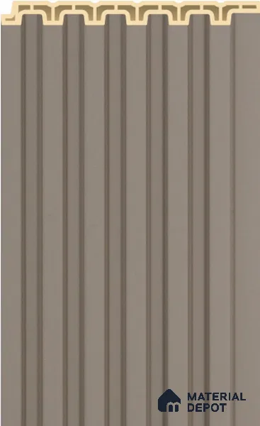 Stone Taupe Plain Colour Louver PN 02572 H 9.5 ft x 4.8 inch WPC Panel - 11 mm | Suitable for Feature Wall, TV Unit & Living Room | Width is Subjected to 5% Variation