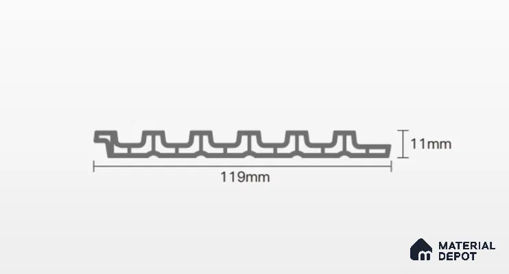 Graphite Grey Plain Colour Louver PN 02572 B 9.5 ft x 4.8 inch WPC Panel - 11 mm | Suitable for Feature Wall, TV Unit & Living Room | Width is Subjected to 5% Variation