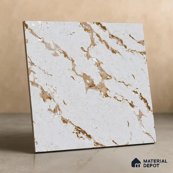 TL 02265 B Beige & White 2 ft x 2 ft Matte Finish Carving Vitrified Floor & Wall Tile - 9.5 mm