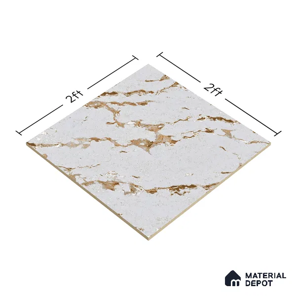 TL 02265 B Beige & White 2 ft x 2 ft Matte Finish Carving Vitrified Floor & Wall Tile - 9.5 mm