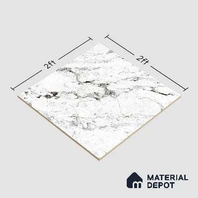 TL 02265 C White 2 ft x 2 ft Matte Finish Carving Vitrified Floor & Wall Tile - 9.5 mm