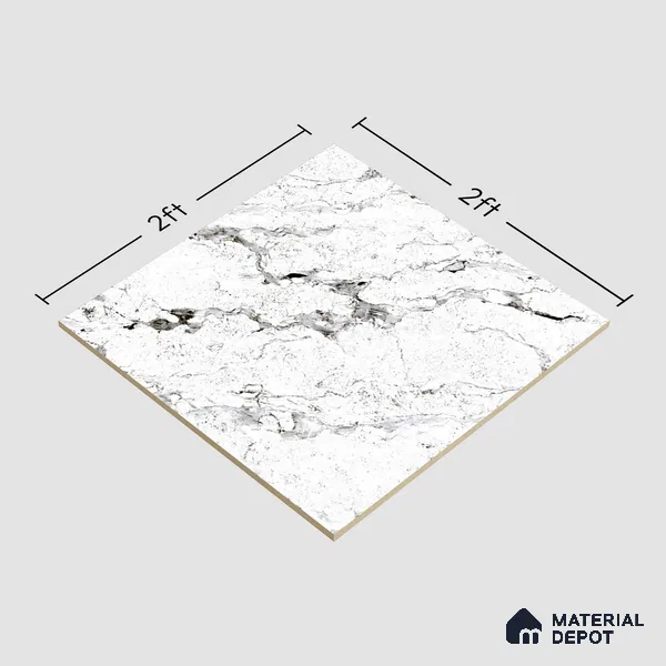 TL 02265 C White 2 ft x 2 ft Matte Finish Carving Vitrified Floor & Wall Tile - 9.5 mm