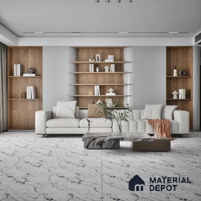 TL 02265 C White 2 ft x 2 ft Matte Finish Carving Vitrified Floor & Wall Tile - 9.5 mm