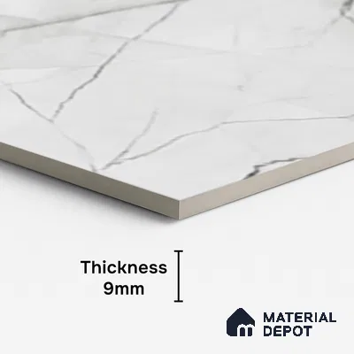 Marble Floor & Wall Tile TL 08541 B | Suprem Silver 4 ft x 2 ft Sugar Matte Finish Porcelain Tile - 9 mm | 4 Random Design | Suitable for Living Room, Bedroom, Bathroom & Kitchen